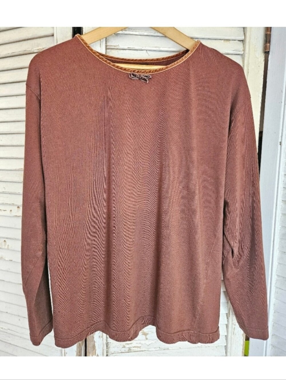 Vintage 90s CONCEPT XXV 100% Cotton Chocolate Brown Long Sleeve Top Medium